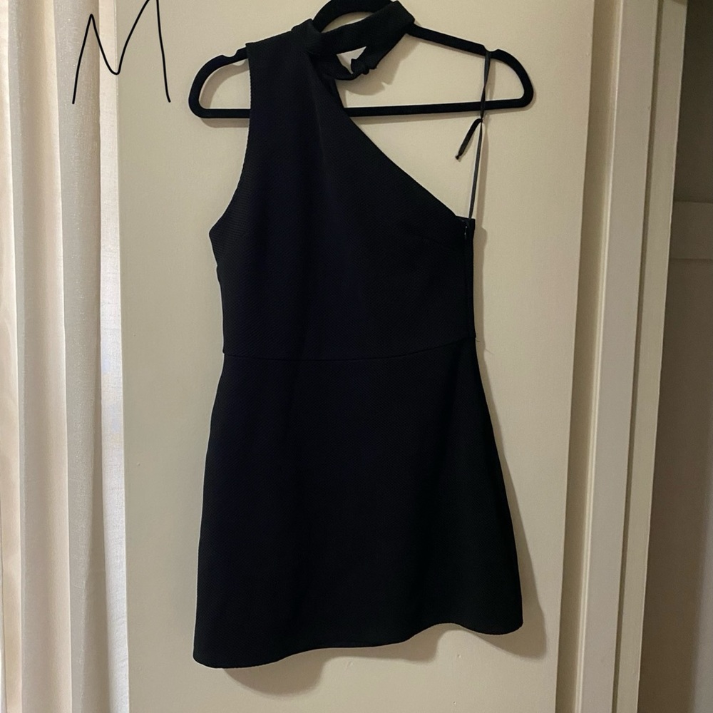 She and Sky black one shoulder mini dress